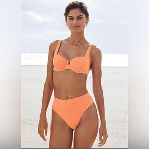 Venus soft check bora bora bikini in cantaloupe (read description for size)